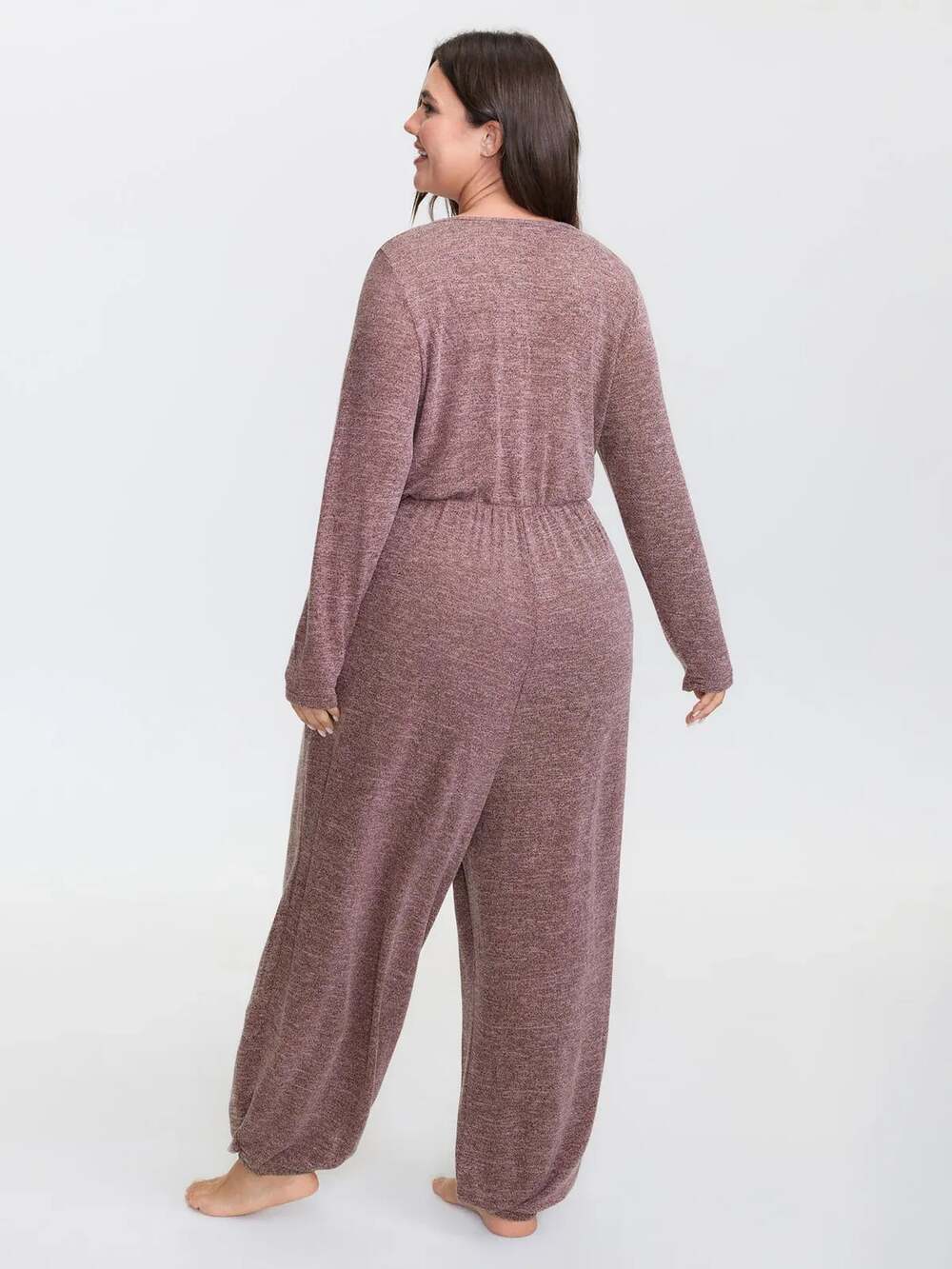 BloomChic Women's Plus Size 14-16/1X Long Sleeve V-Neck Jumpsuit with Pockets - Picture 3 of 9